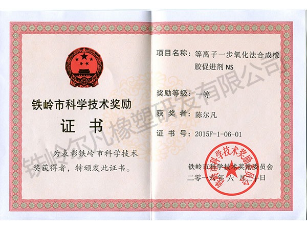 2015鐵嶺市科技獎勵(lì)：技術(shù)發(fā)明一等獎